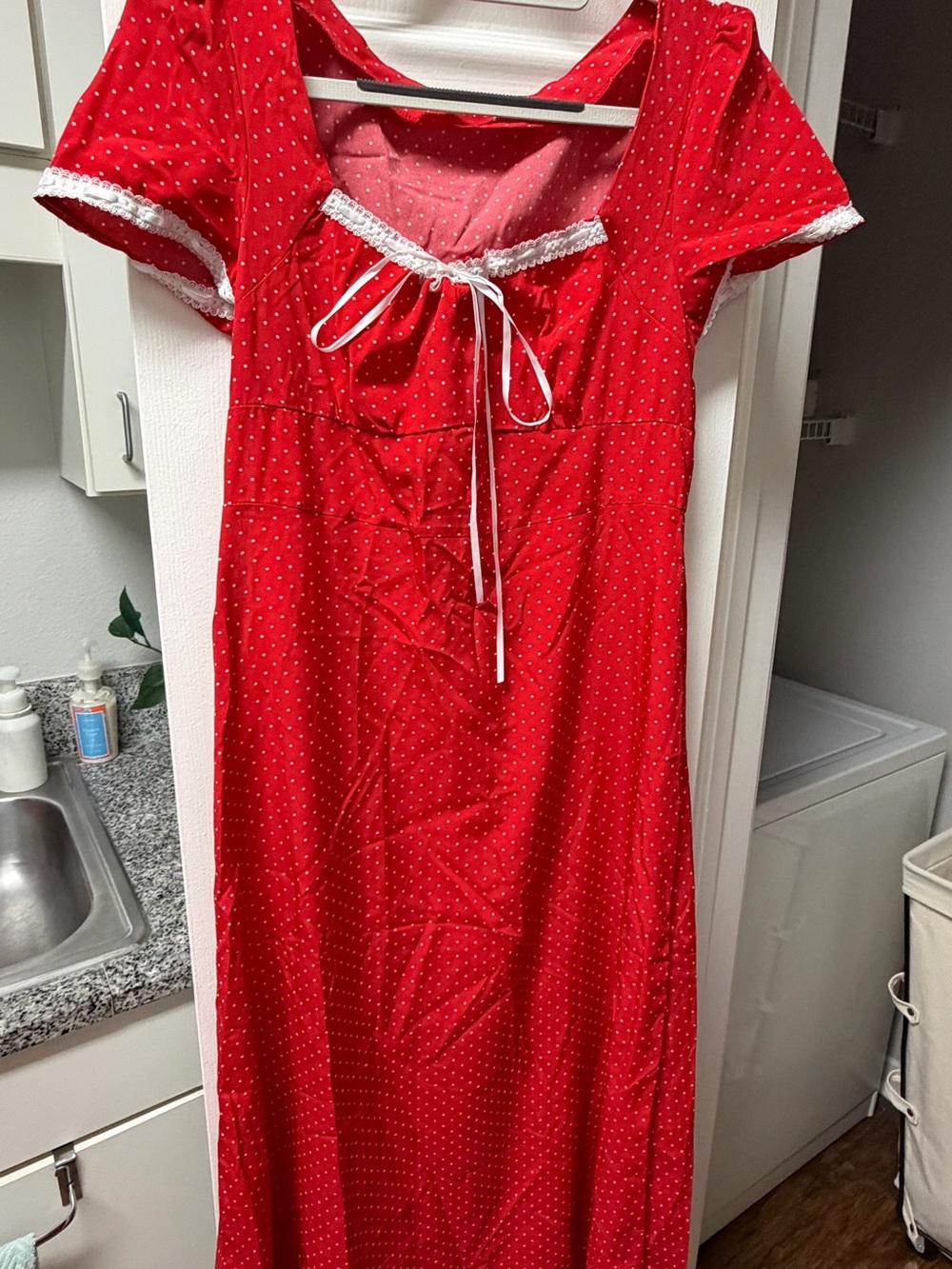 SHEIN Red Polka Dot Maxi Dress